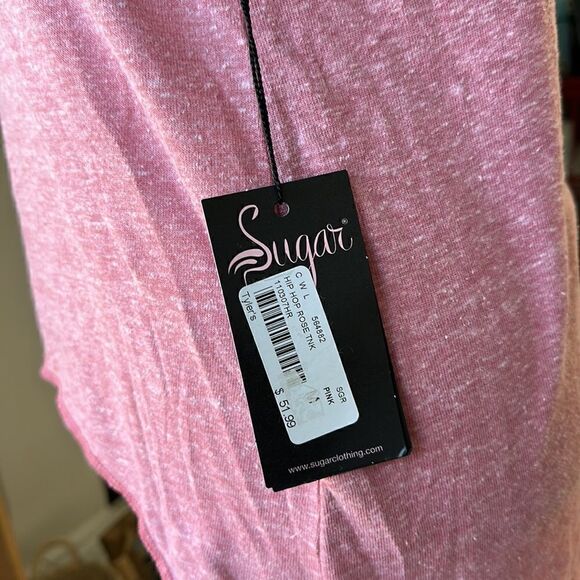 NWT Sugar Brand Pink Rose Muscle Tank hip hip Rose Sleeveless Hi Low Graphic - Picture 11 of 17